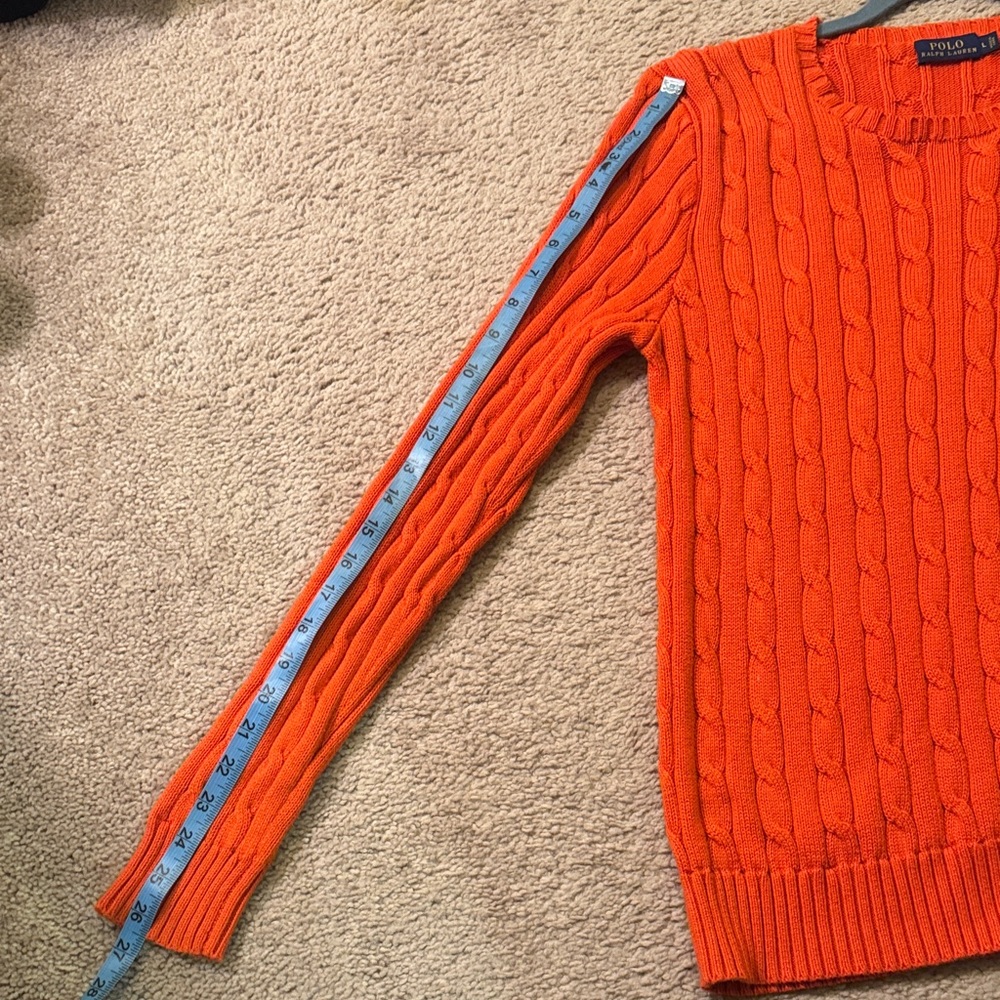 Polo by Ralph Lauren Women’s Vibrant Orange Crewneck Sweater Size Large. - Picture 7 of 7